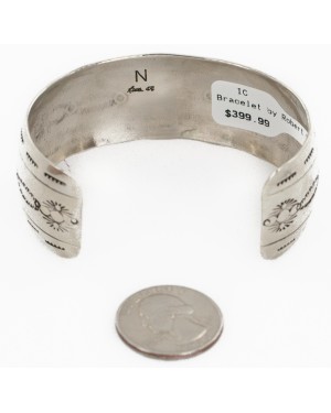 Handmade Certified Authentic Navajo Nickel Natural Turquoise Native American Bracelet 1 12784-9