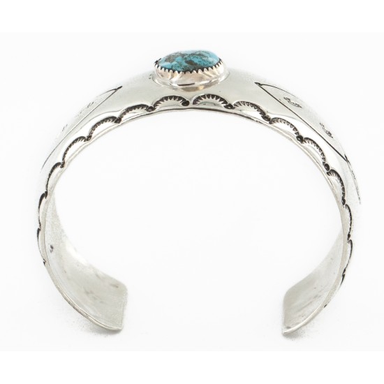 Handmade Kokopelli Certified Authentic Navajo Nickel Natural Turquoise Native American Bracelet 01 12784-5