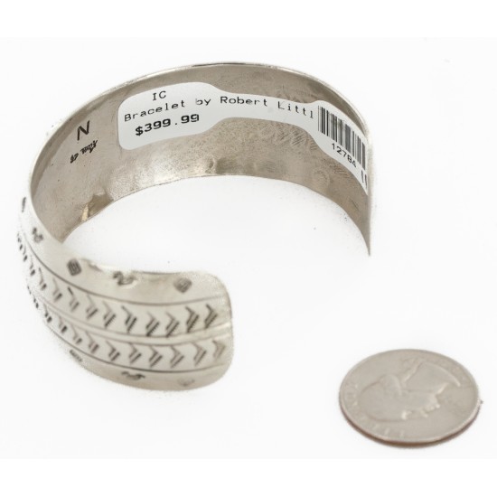 Handmade Kokopelli Certified Authentic Navajo Nickel Natural Turquoise Native American Bracelet 02 12784-11