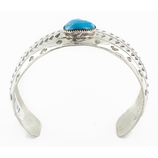 Handmade Kokopelli Certified Authentic Navajo Nickel Natural Turquoise Native American Bracelet 02 12784-11