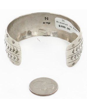 Handmade Kokopelli Certified Authentic Navajo Nickel Natural Turquoise Native American Bracelet 02 12784-11