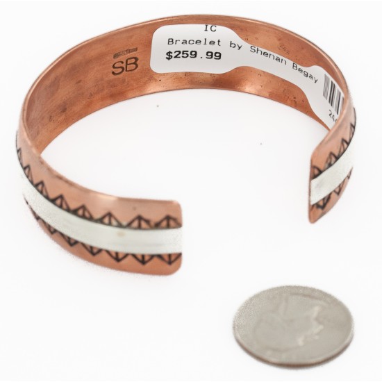 Handmade Certified Authentic Navajo Pure .925 Sterling Silver and Copper Native American Bracelet 24447-1