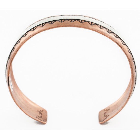 Handmade Certified Authentic Navajo Pure .925 Sterling Silver and Copper Native American Bracelet 24447-1
