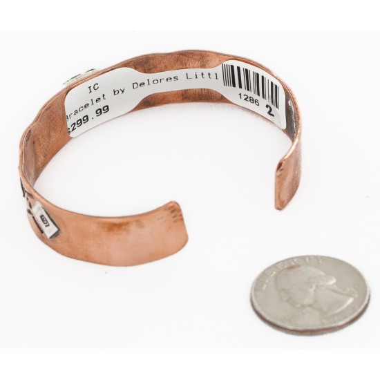 Handmade Certified Authentic Navajo Natural Turquoise Pure .925 Sterling Silver and Copper Native American Bracelet 1286-2
