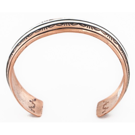 Handmade Certified Authentic Navajo Pure .925 Sterling Silver and Copper Native American Bracelet 24452-1