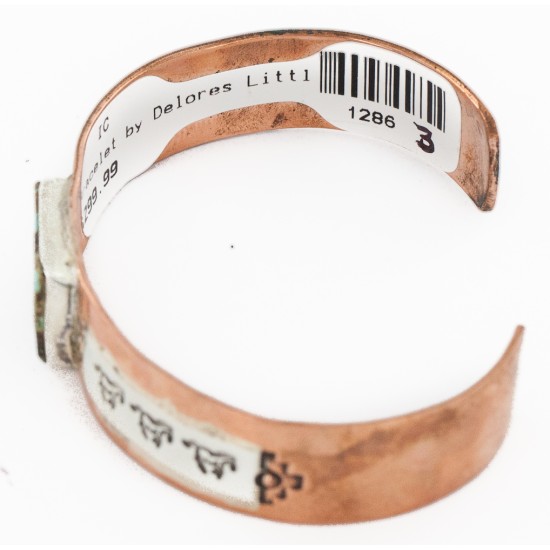 Handmade Horse Certified Authentic Navajo Pure .925 Sterling Silver and Copper Natural Turquoise Native American Bracelet  1286-3