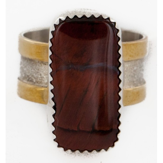 12kt Gold Filled 925 Sterling Silver Handmade Certified Authentic Navajo Natural Tigers Eye Native American Ring  12625