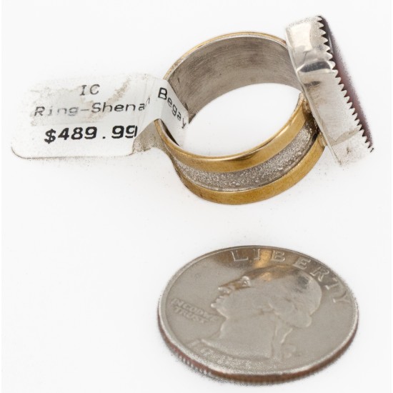 12kt Gold Filled 925 Sterling Silver Handmade Certified Authentic Navajo Natural Tigers Eye Native American Ring  12625