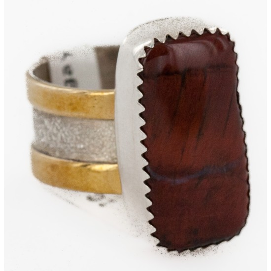 12kt Gold Filled 925 Sterling Silver Handmade Certified Authentic Navajo Natural Tigers Eye Native American Ring  12625
