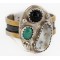 12kt Gold Filled 925 Sterling Silver Handmade Certified Authentic Navajo Natural Turquoise and Black Onyx and White Buffalo Native American Ring 12691-1 12kt Gold Filled 925 Sterling Silver Handmade Certified Authentic Navajo Natural Turquoise and Black Onyx and White Buffalo Native American Ring 12691-1