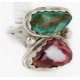 .925 Sterling Silver Handmade Certified Authentic Navajo Natural Turquoise and Spiny Oyster Native American Ring  16982-1