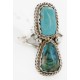 .925 Sterling Silver Handmade Certified Authentic Navajo Natural Turquoise and Turquoise Native American Ring  17002-10