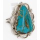 .925 Sterling Silver Handmade Certified Authentic Navajo Natural Turquoise Native American Ring  17003-2