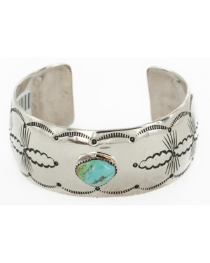 Handmade Certified Authentic Natural Turquoise Navajo Nickel Native American Bracelet  12784-16