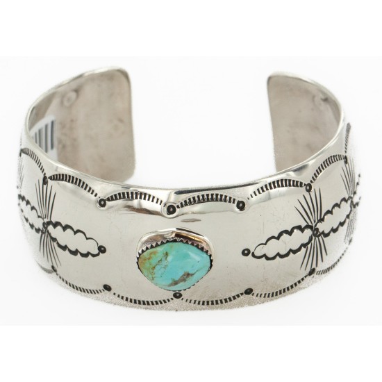 Handmade Certified Authentic Natural Turquoise Navajo Nickel Native American Bracelet  12784-16