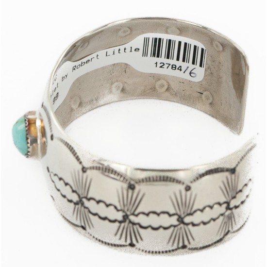 Handmade Certified Authentic Natural Turquoise Navajo Nickel Native American Bracelet  12784-16