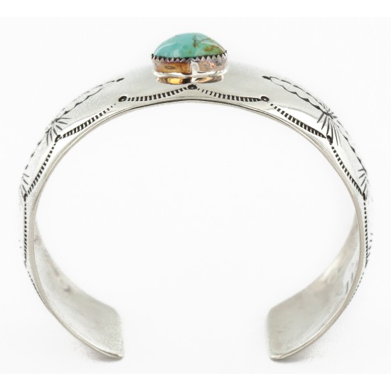 Handmade Certified Authentic Natural Turquoise Navajo Nickel Native American Bracelet  12784-16