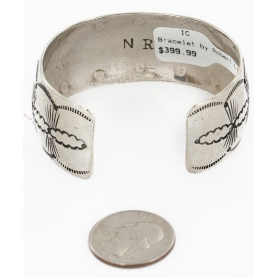 Handmade Certified Authentic Natural Turquoise Navajo Nickel Native American Bracelet  12784-16