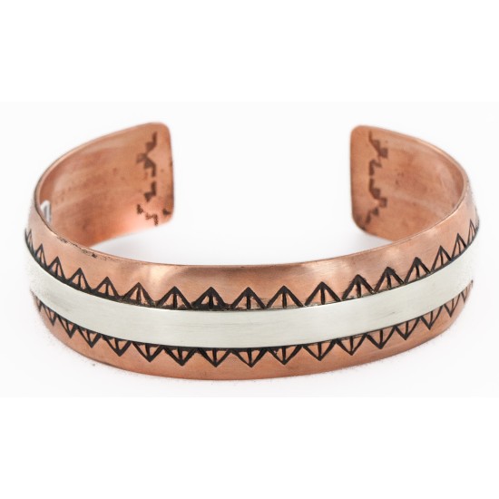 Handmade Certified Authentic Navajo Pure .925 Sterling Silver and Copper Native American Bracelet 24447-1