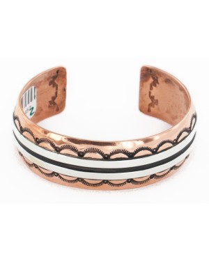 Handmade Certified Authentic Navajo Pure .925 Sterling Silver and Copper Native American Bracelet 24452-2