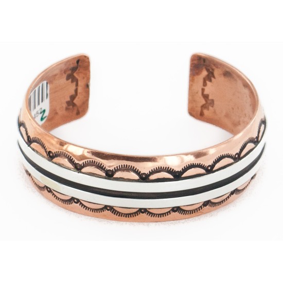 Handmade Certified Authentic Navajo Pure .925 Sterling Silver and Copper Native American Bracelet 24452-2