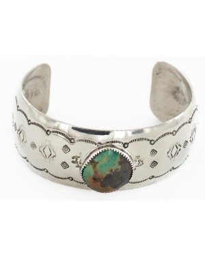 Handmade Horse Certified Authentic Navajo Nickel Natural Turquoise Native American Bracelet 01 12784-12