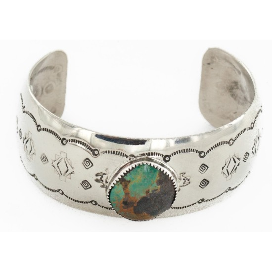 Handmade Horse Certified Authentic Navajo Nickel Natural Turquoise Native American Bracelet 01 12784-12