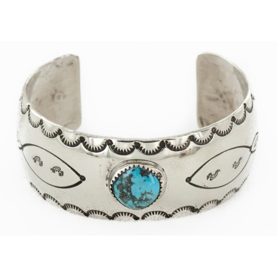 Handmade Kokopelli Certified Authentic Navajo Nickel Natural Turquoise Native American Bracelet 01 12784-5