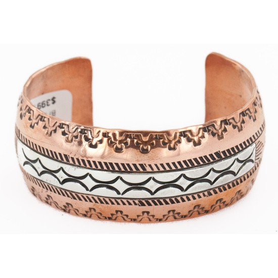 Handmade Mountain Certified Authentic Navajo Pure .925 Sterling Silver and Copper Native American Bracelet  12783-5