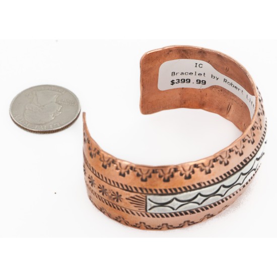 Handmade Mountain Certified Authentic Navajo Pure .925 Sterling Silver and Copper Native American Bracelet  12783-5