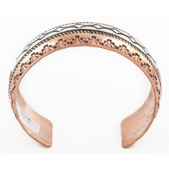 Handmade Mountain Certified Authentic Navajo Pure .925 Sterling Silver and Copper Native American Bracelet  12783-5