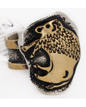 Rare 12kt Gold Filled 925 Sterling Silver Buffalo Handmade Certified Authentic Navajo Native American Ring 12658-2 Rare 12kt Gold Filled 925 Sterling Silver Buffalo Handmade Certified Authentic Navajo Native American Ring 12658-2