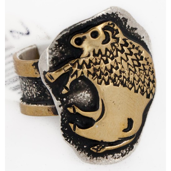 Rare 12kt Gold Filled 925 Sterling Silver Buffalo Handmade Certified Authentic Navajo Native American Ring 12658-2 Rare 12kt Gold Filled 925 Sterling Silver Buffalo Handmade Certified Authentic Navajo Native American Ring 12658-2