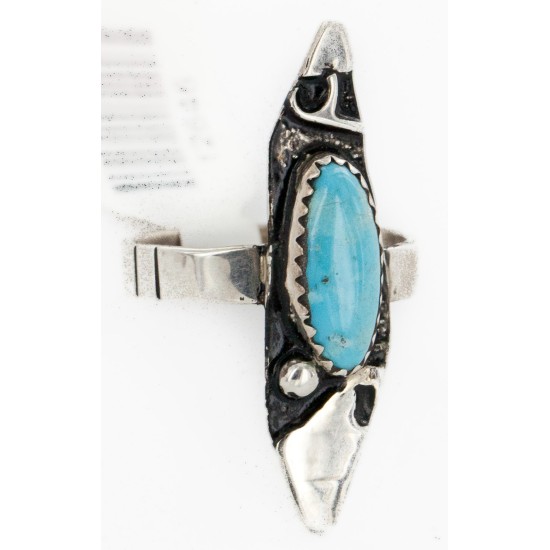 Rare 925 Sterling Silver Handmade Certified Authentic Navajo Natural Turquoise Native American Ring 12646 Rare 925 Sterling Silver Handmade Certified Authentic Navajo Natural Turquoise Native American Ring 12646