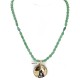Certified Authentic Wolf 12kt Gold Filled and .925 Sterling Silver Handmade Natural Turquoise Jade Native American Necklace 24420-4-10225
