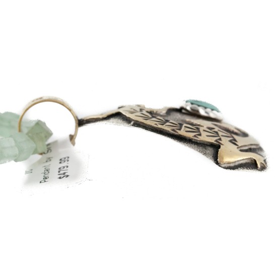 Certified Authentic 12kt Gold Filled and .925 Sterling Silver Handmade Gecko Turquoise Jade Native American Necklace  24422-5-790101