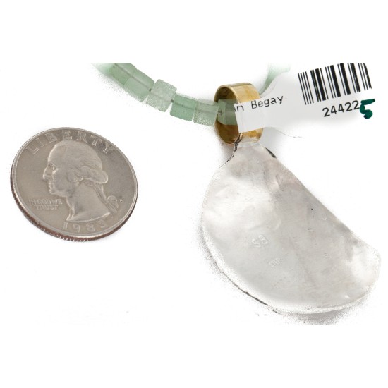 Certified Authentic 12kt Gold Filled and .925 Sterling Silver Handmade Gecko Turquoise Jade Native American Necklace  24422-5-790101