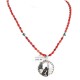 Certified Authentic Wolf .925 Sterling Silver Handmade Natural Turquoise Coral Native American Necklace  24420-2-15771