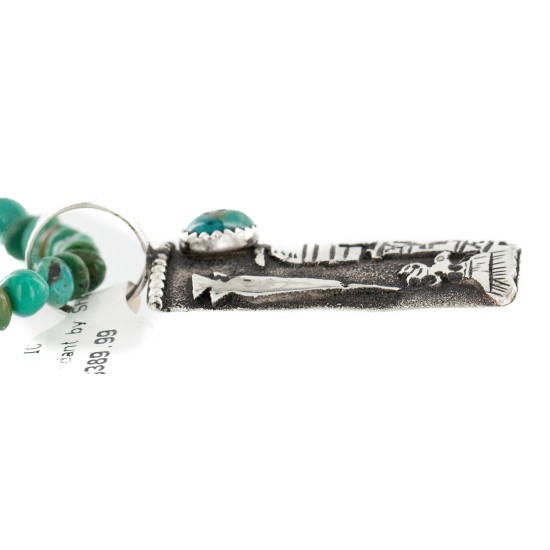 Certified Authentic .925 Sterling Silver Handmade Storyteller Natural Turquoise Native American Necklace 24424-3-790102