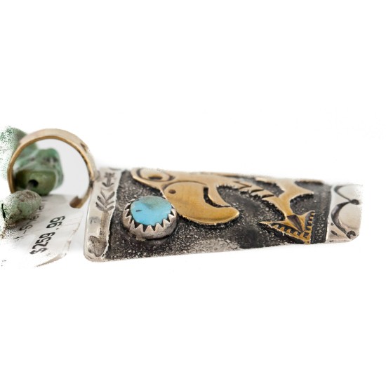 Certified Authentic 12kt Gold Filled and .925 Sterling Silver Handmade Eagle Natural Turquoise Native American Necklace 24200-15807