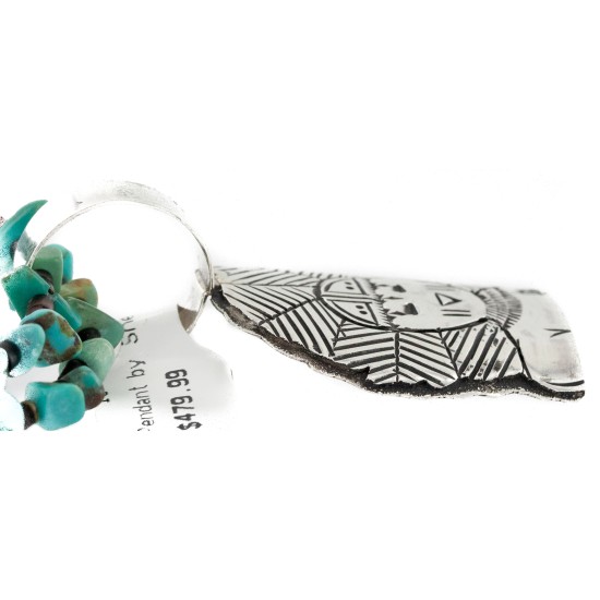 2 Strand Certified Authentic .925 Sterling Silver Kachina Handmade Natural Turquoise Native American Necklace 24422-3-25252-2