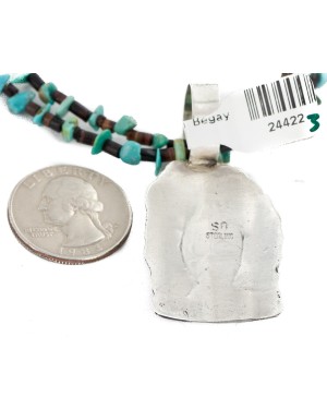 2 Strand Certified Authentic .925 Sterling Silver Kachina Handmade Natural Turquoise Native American Necklace 24422-3-25252-2