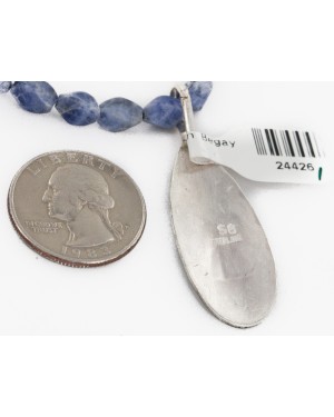 Certified Authentic .925 Sterling Silver Handmade Natural Lapis Hematite Native American Necklace 24426-1-16047-1