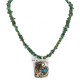 Certified Authentic 12kt Gold Filled and .925 Sterling Silver Handmade Gecko Natural Turquoise Native American Necklace 24422-6-16065-6