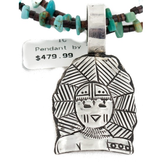 2 Strand Certified Authentic .925 Sterling Silver Kachina Handmade Natural Turquoise Native American Necklace 24422-3-25252-2