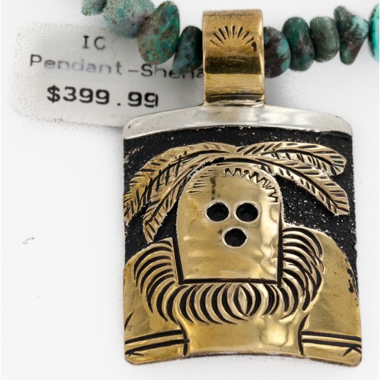 Certified Authentic 12kt Gold Filled and .925 Sterling Silver Kachina Handmade Natural Turquoise Coral Native American Necklace 24302-15771-22