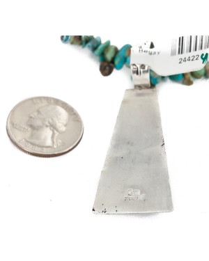 Certified Authentic .925 Sterling Silver Handmade Natural Turquoise Black Onyx Native American Necklace 24422-4-16070