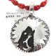 Certified Authentic Wolf .925 Sterling Silver Handmade Natural Turquoise Coral Native American Necklace  24420-2-15771
