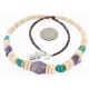 Certified Authentic Navajo .925 Sterling Silver Natural Graduated Melon Shell Turquoise Amethyst Native American Necklace 16078