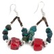 Certified Authentic Navajo .925 Sterling Silver Hooks Natural Turquoise CORAL Native American Earrings  18102-2